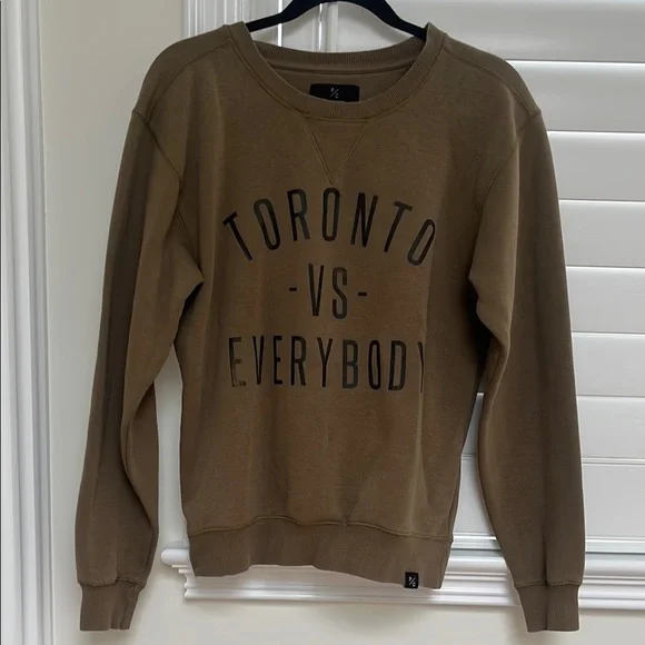Army Green Crew Neck Sweater with Toronto Graphic - Picture 2 of 5